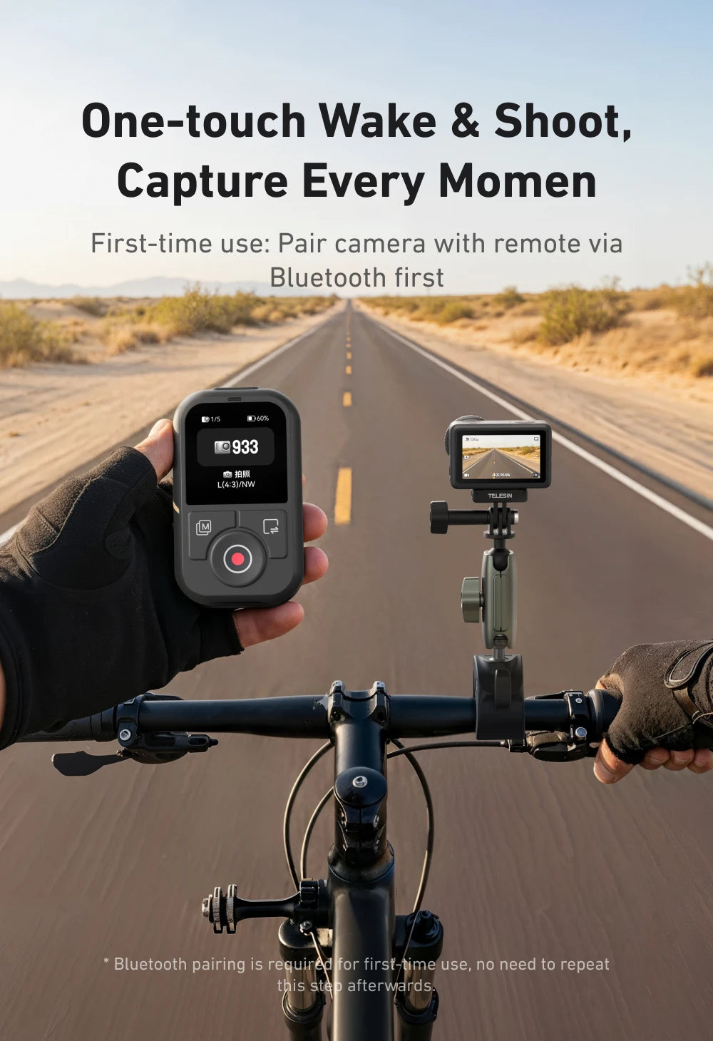 Telesin T13 Bluetooth Remote with 1.4-Inch Screen for DJ Osmo Action Camera