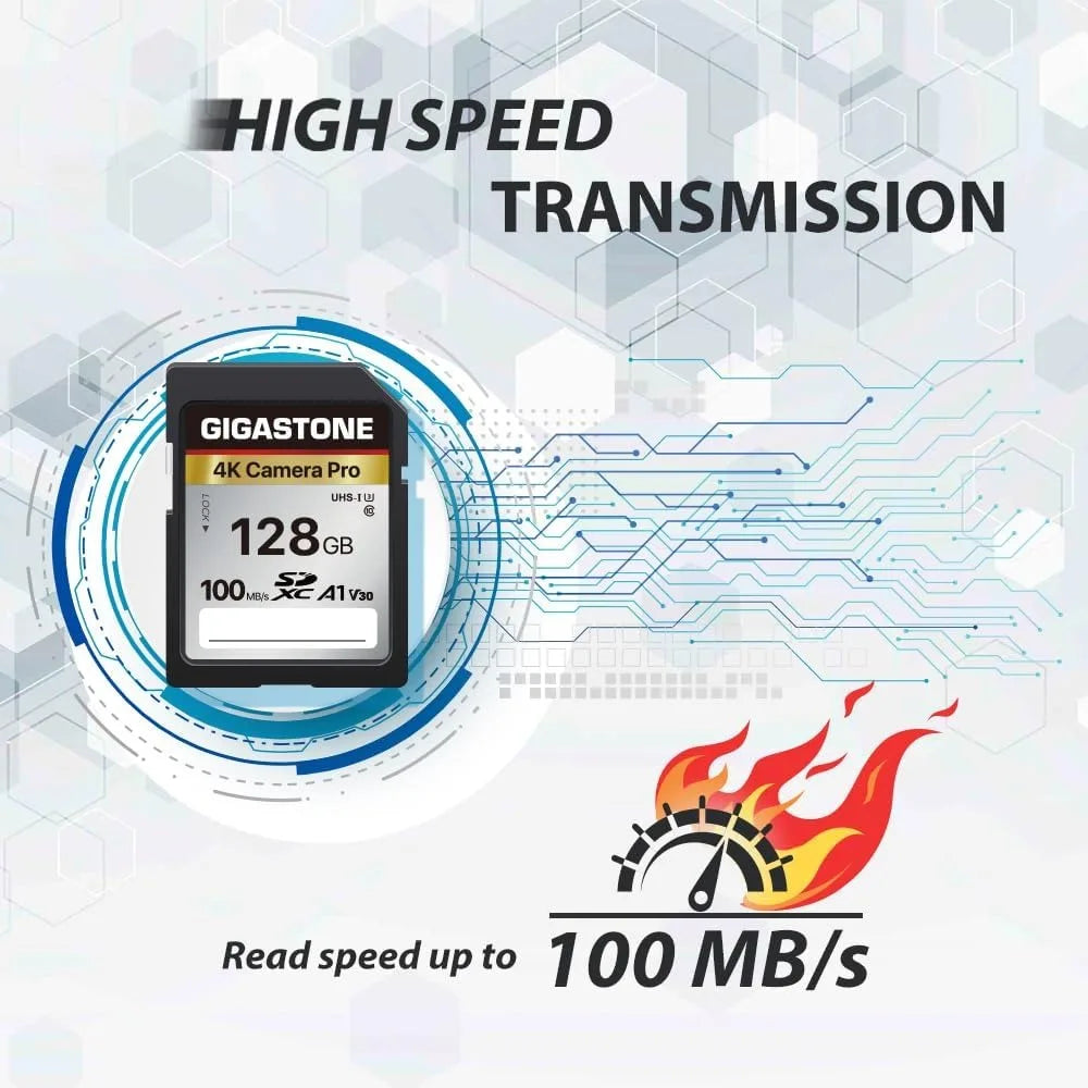 128GB SD Card for 4K UHD Video, UHS-I V30 U3 Class 10 SDXC Memory Card, Compatible with Digital Cameras