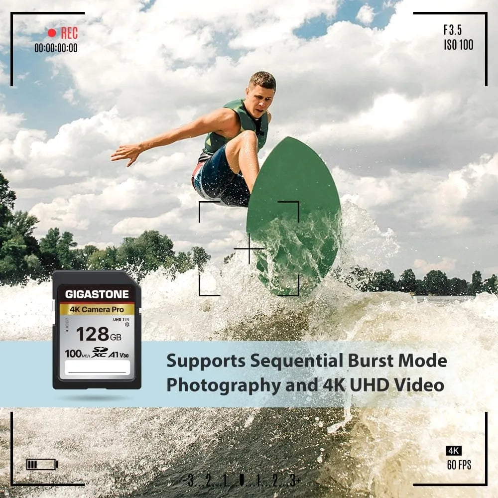 128GB SD Card for 4K UHD Video, UHS-I V30 U3 Class 10 SDXC Memory Card, Compatible with Digital Cameras
