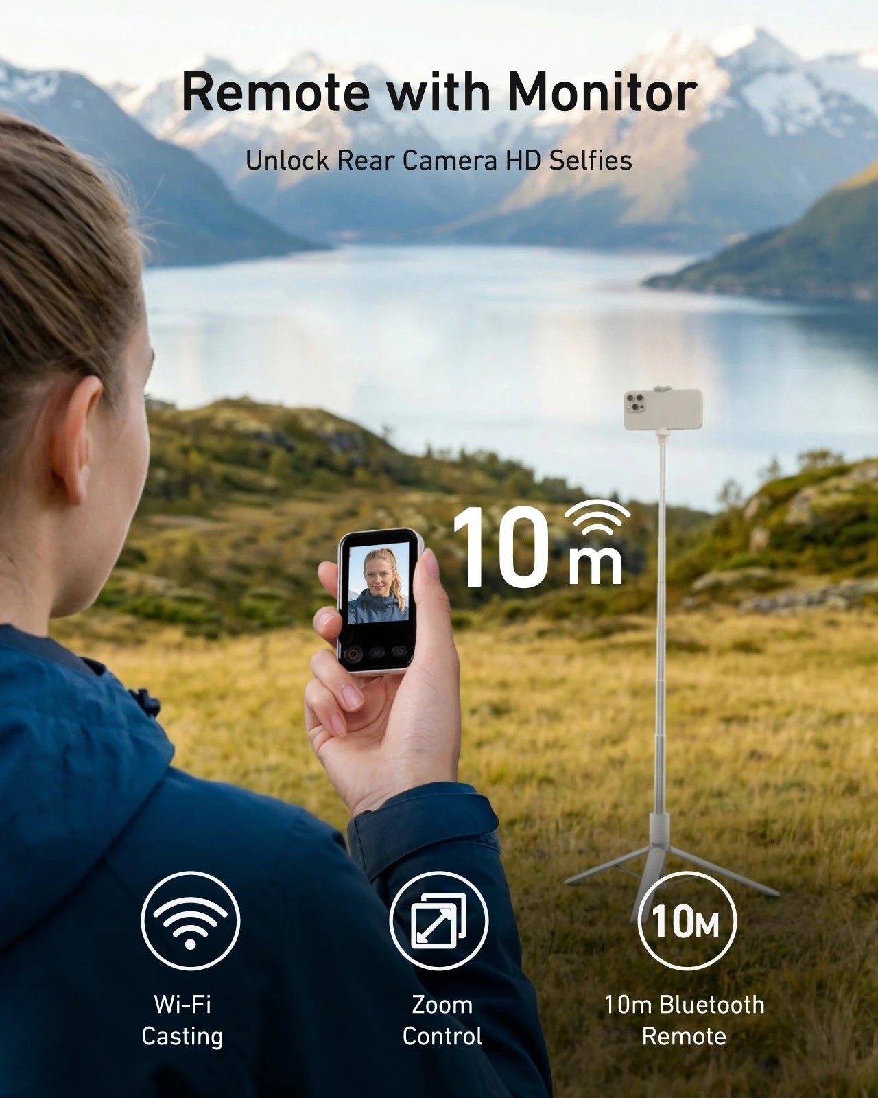 TELESIN Magnetic Selfie ZOOM Control Mini Monitor Screen Vlog Selfie For iPhone Android Iphone Wireless Remote for MagSafe **Ships from China**