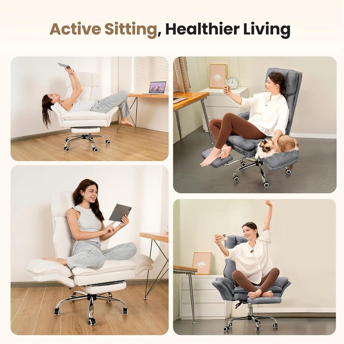 Office Chair, Flip Armrests for Pets & Cross Legged Sitting, Executive Ergonomic Computer Gaming Chair with Foot Rest. Available in Black or White