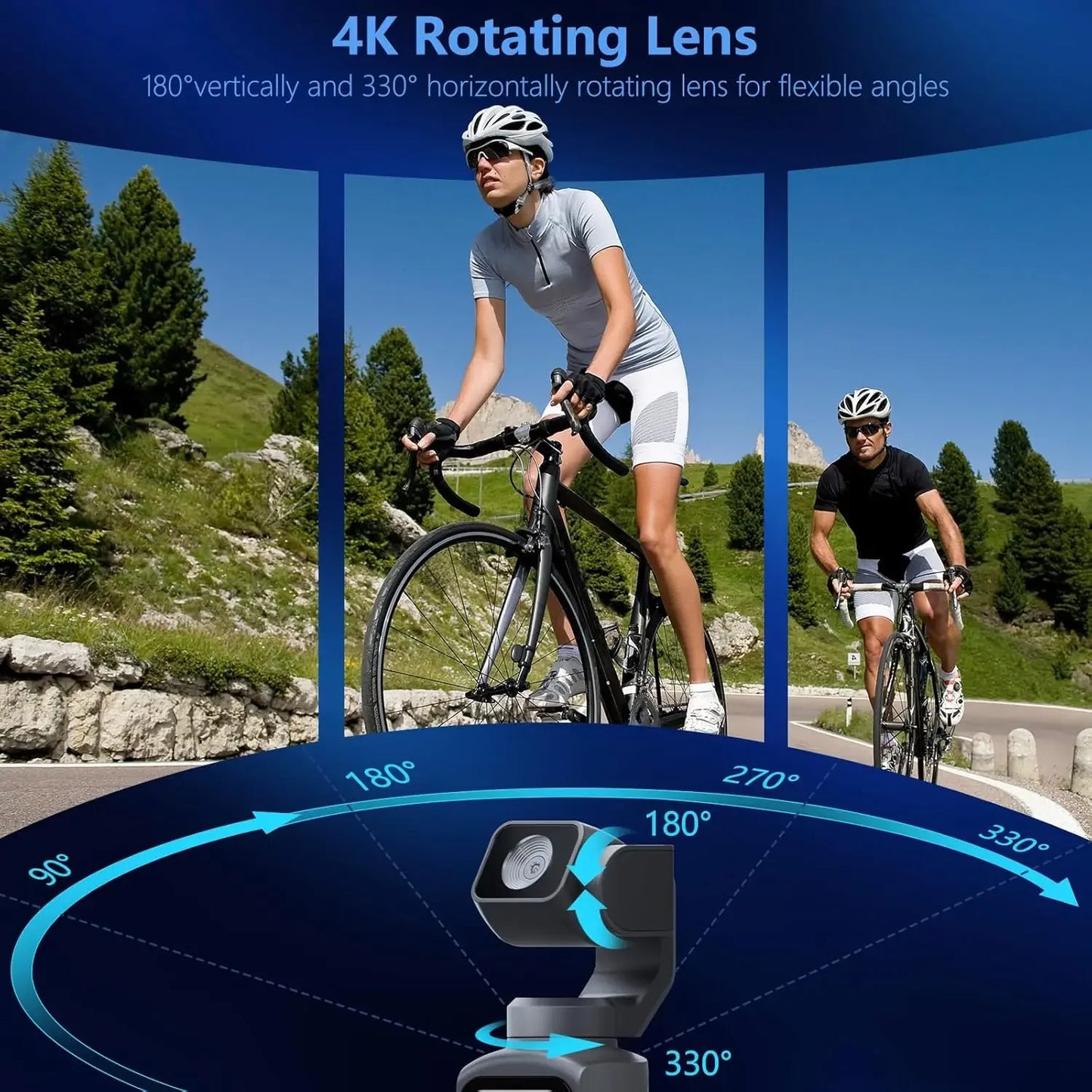 4K Action Camera With 330° Face Tracking Gimbal Stabilizer 1.72 Inch Touch Screen 64MP Pocket Digital Camera WiFi Sports Cam ** SHIPS FROM CHINA**