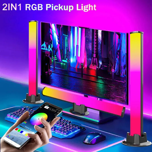 Smart LED Symphony Sound Control Pickup Light RGB Music Rhythm Ambient Lamp With App Control  TV Compute Gaming Desktop Decor