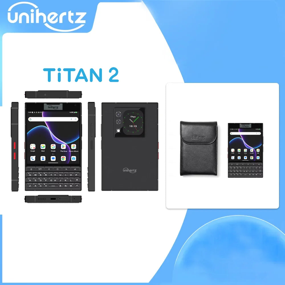 Unihertz Titan 2 Smartphone Android 15 with Physical Keyboard 5G Dimensity 7300 50MP Camera 24+512GB Dual Screen Dual SIM Phone