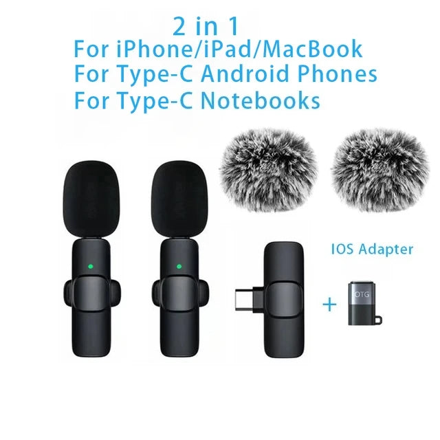 Wireless Lavalier Microphone for iPhone 17/16/15/Android with Noise Reduction USB C Mini Microphone for Vlog YouTube Recording,**Ships from China**