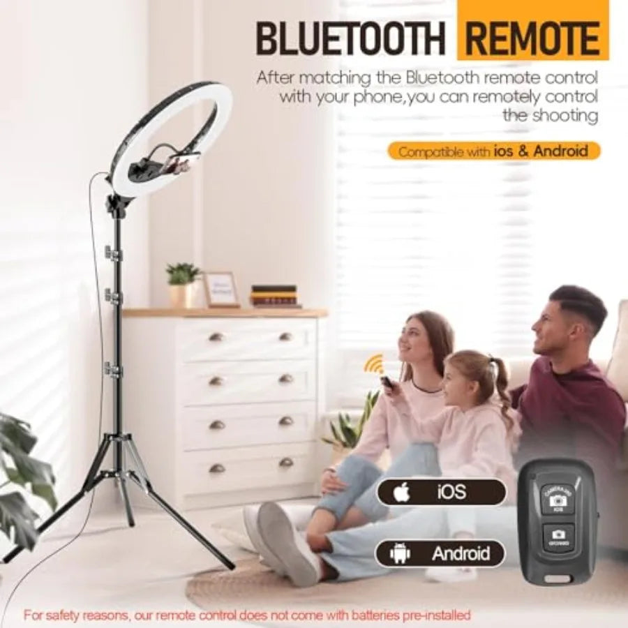 18-inch Ring Light with Stand, 2800-6500K LED Photography Lighting Kit with Phone Holder, Selfie Light for Vlog Live Streaming
