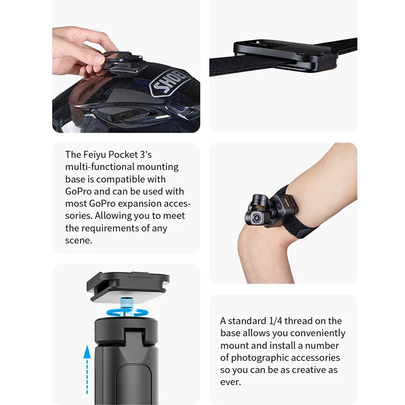FeiyuTech Feiyu Pocket 3 Kit Cordless Detachable 3-Axis Stabilizer Gimbal Camera 4K60fps Footage Magnetic Attach AI Tracking
