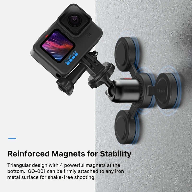 Ulanzi GO-001 Magnetic Mount for Action Camera phone 360° Pan-Tilt Adjustable Ball Head for Gopro for Insta360 Outdoor Activity