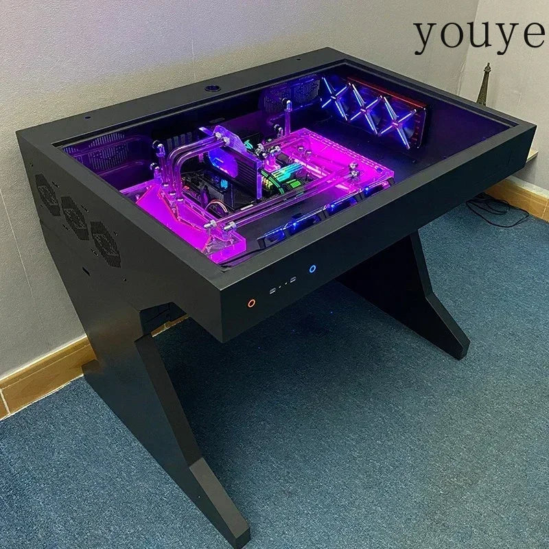 Tempered Glass Side Panel Desk RGB PC Case And Desk Two In One Combo Computer Case Tower Gaming Table ** Ships From China**