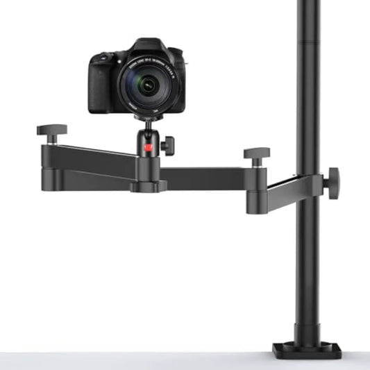 ULANZI Camera Desk Mount Stand for overhead filming, aluminum alloy, black, flexible articulated arm with 360 rotatable ball head