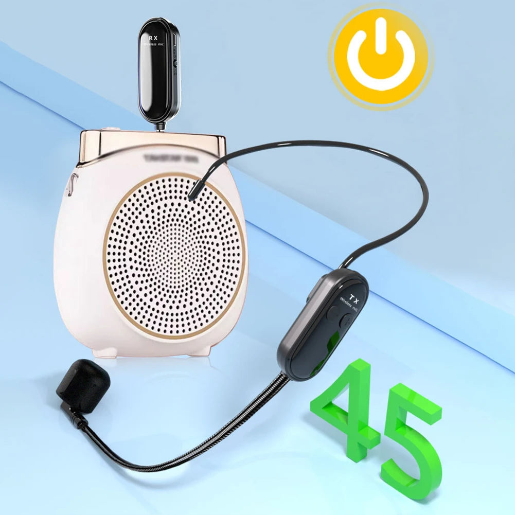 2.4G Wireless Microphone Headset Long Range Mic System Head Handheld Mic 2 in 1 for Voice Amplifier Stage Speakers Teach