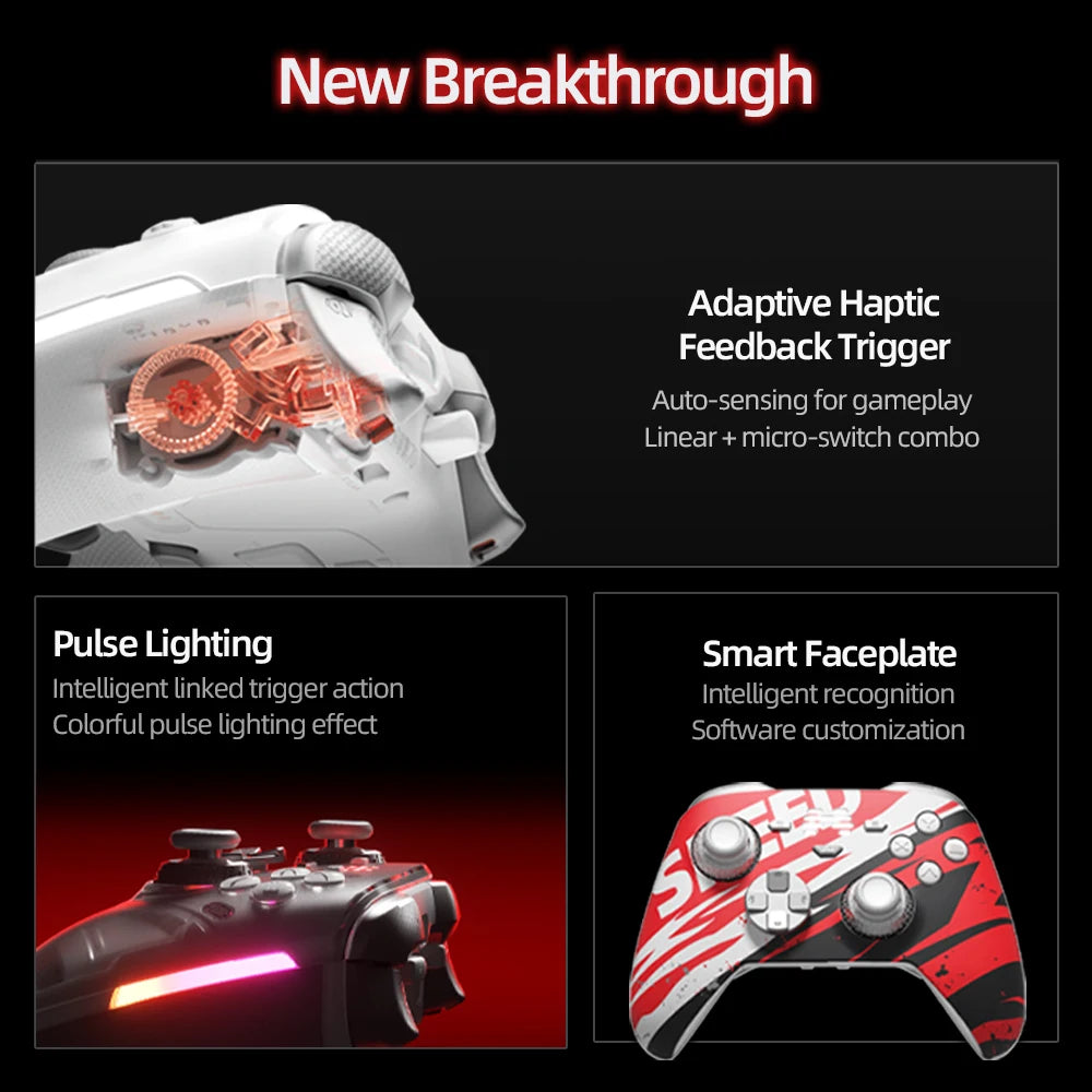 BEITONG KP70 Gamepad Haptic Feedback Elite Dual Auto-Sense Trigger Wireless Game Controller for PC/Switch/Android/iOS/Steam