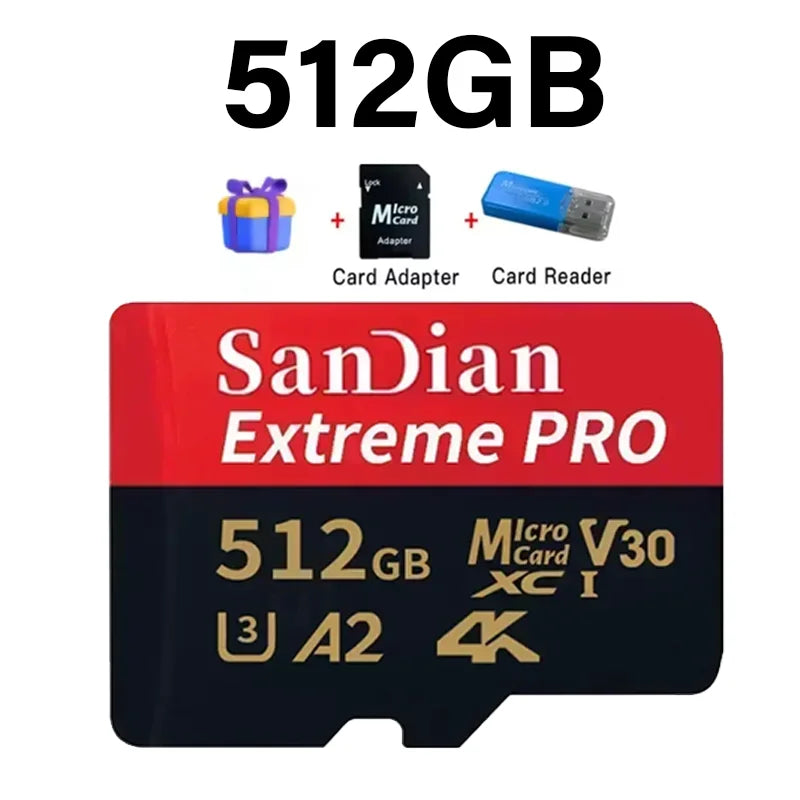 Class 10 U3 V30 Waterproof Memory SD Cards with USB Adapter 128GB 512GB High Speed Micro TF/SD Card for Phone Laptop Camera **Ships from China**