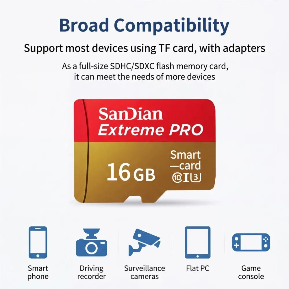 High Speed Memory Card Micro SD TF Card 8GB 16GB 32GB 64GB Class10 Up to 100MB/s for Security Camera Dash Cam Drone Smartphone
