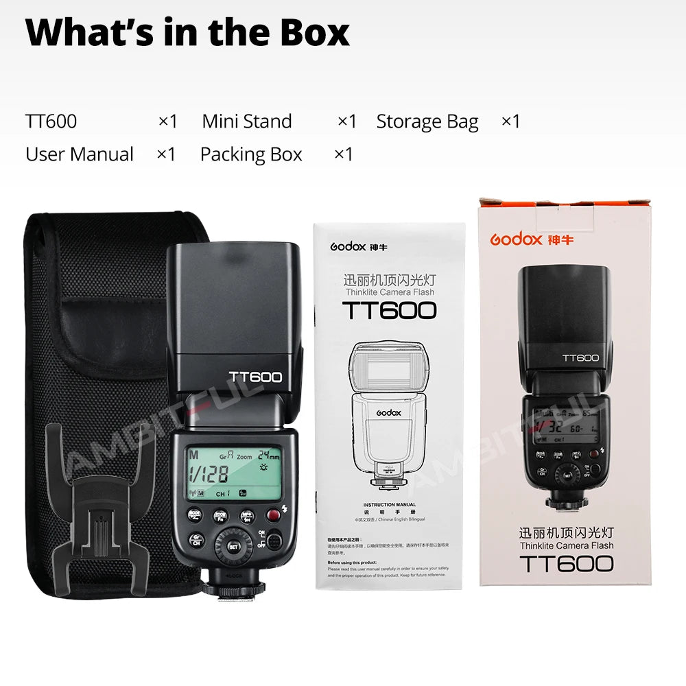 Godox 2.4G Wireless X-system TT600 GN60 Master/Slave Camera Flash Speedlite for Canon Nikon Sony Pentax Olympus Fuji Lumix