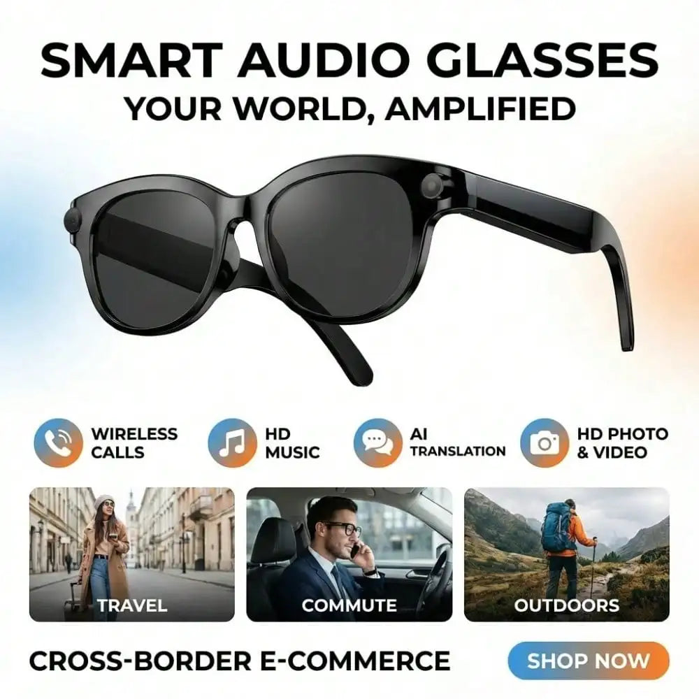 SENBONO New AI Smart Glasses for Men Women 2MP HD Camera 1080P 4K Video AI Voice Assistant Translator Music Playback Sunglasses