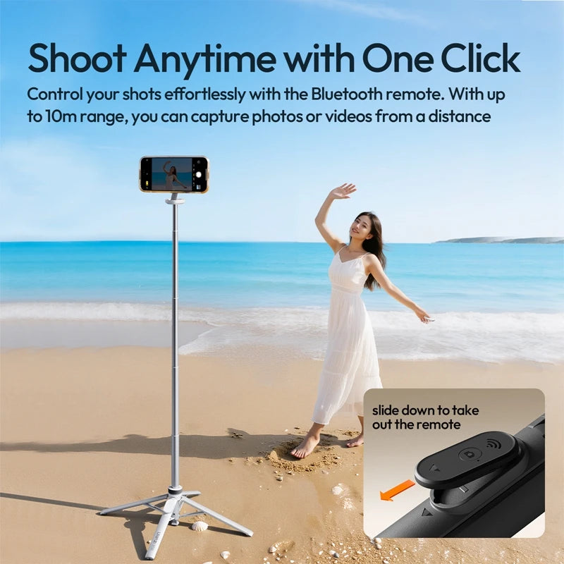 Ulanzi MT-85 Automatic Phone Tripod Magsafe Selfie Stick for iPhone 17 16 15 Pop Open Tripod Floor Stand for Outdoor Travel Vlog Livestreaming Mutifuntion Photography Tripod
