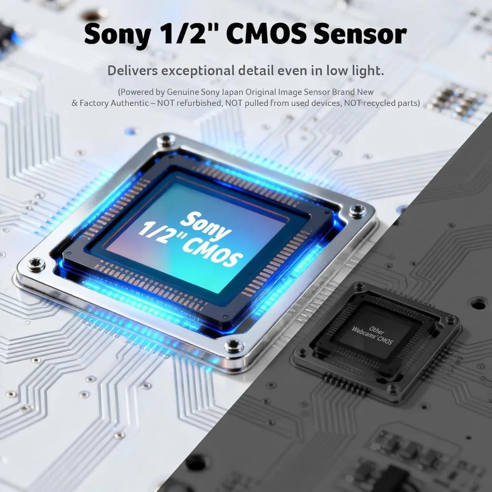 4K Webcam with Sony Sensor, PDAF Autofocus, Dual Mics, Privacy Cover, Plug & Play for PC/Mac