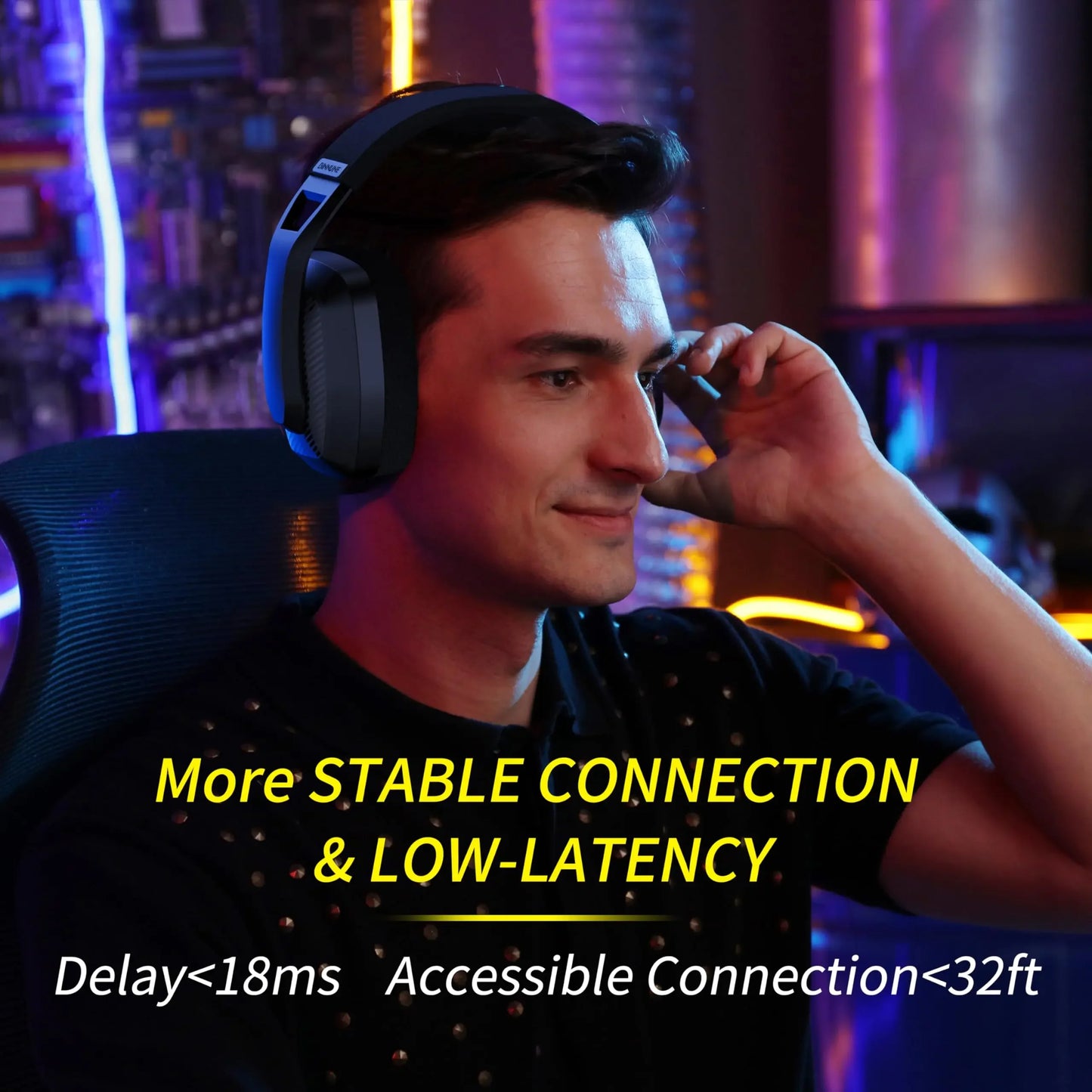 BINNUNE 2.4GHz Wireless Gaming Headset with Mic for PS5 PS4 PC Mac Playstation, Bluetooth Gaming Headset with Microphone, Multiple Colors