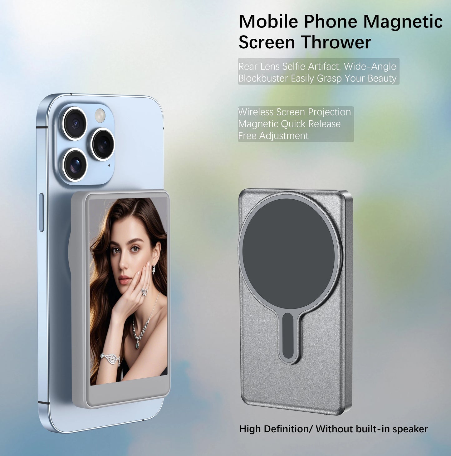Vlog Selfie Monitor Screen for Phone ( Does Not Support iPhone 17) for Selfie Vlog , Magnetic Mount for Mag Safe, Wireless Connection