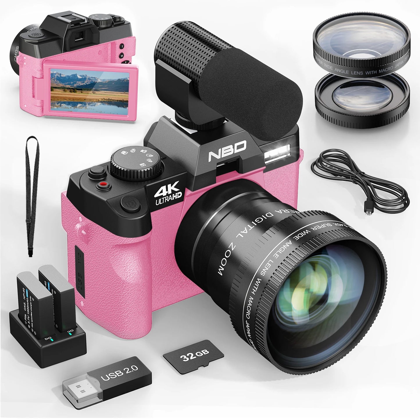 Professional Digital Camera NBD 4K Vlog Video Compact Camera with App Control WebCam Vintage Recorder YouTube