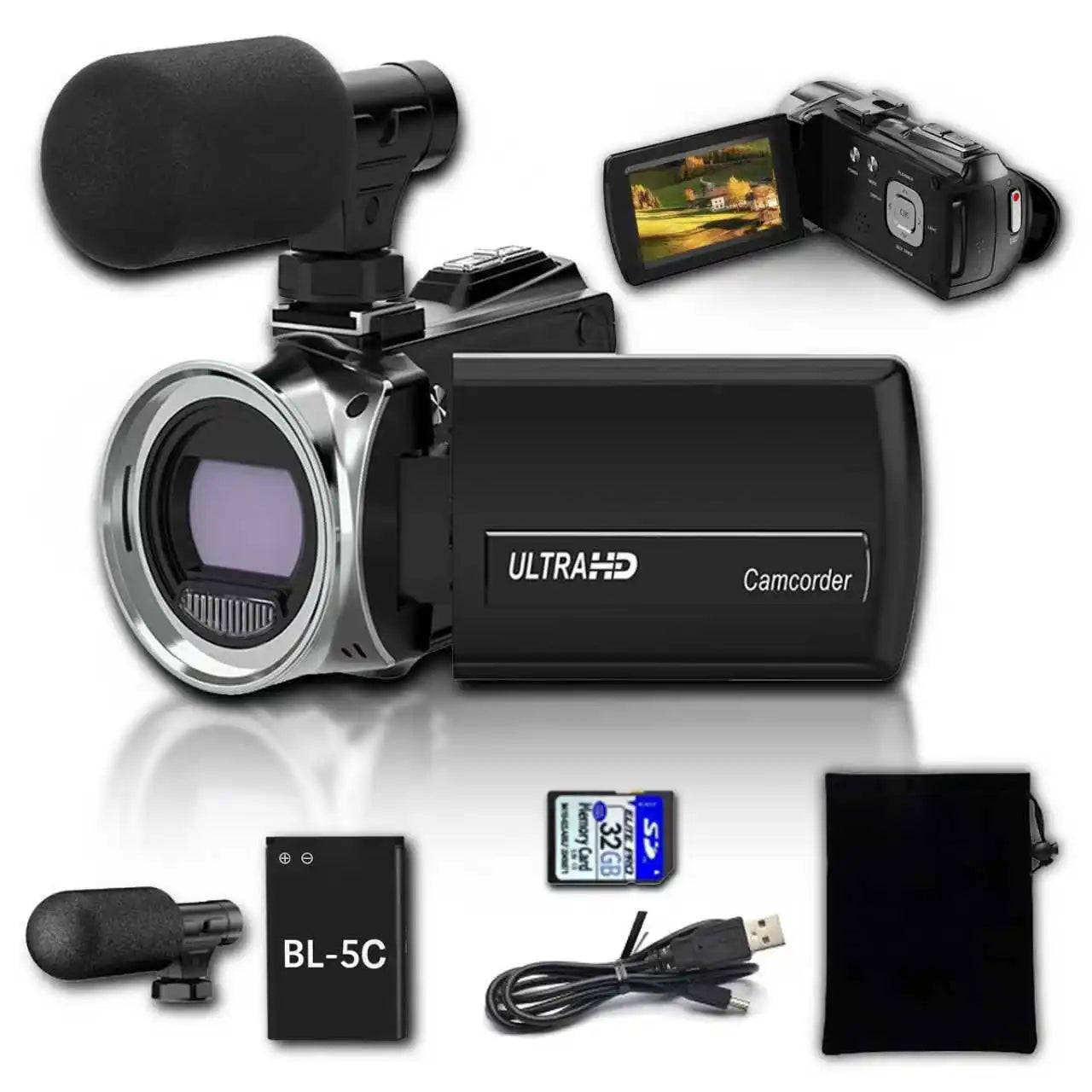 48MP 4K Handheld DV Camera With 3 Inch Flip Screen And 18X Zoom