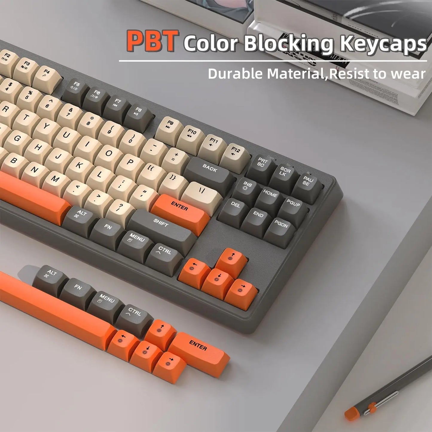 M87 Wireless Gaming Keyboard, Bluetooth 5.0/2.4GHz with Dual Mode 2-in-1 Receiver, 87 Keys TKL Rainbow LED Backlit Quiet Keyboard Multiple Flavors