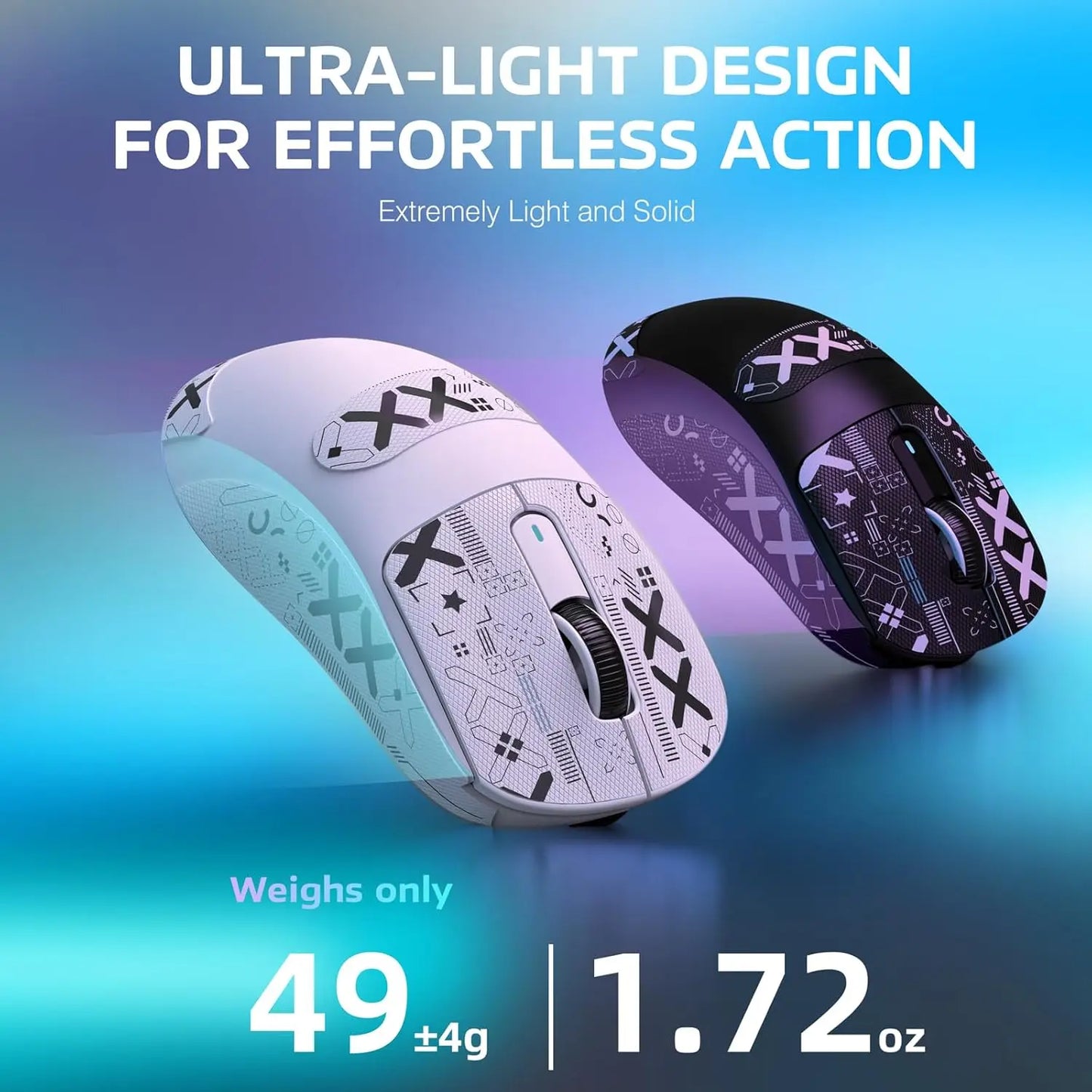 ATTACK SHARK X3 Lightweight Wireless Gaming Mouse, 49g Tri-Mode,PAW3395 26K DPI Sensor, 200h Battery Life,5 Programmable Buttons Multiple Colors