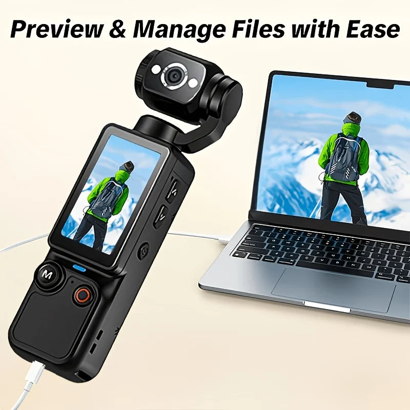 Ultra HD 4K Sports Camcorder, Ultra Light Body for Travel & Vlog, Comes with 32GB Memory Card and Tripod, Anti-Shock Stabilization, 180° Adjustable Flip Screen, Auto Focus, 2000mAh Rechargeable Battery *Ships From US*