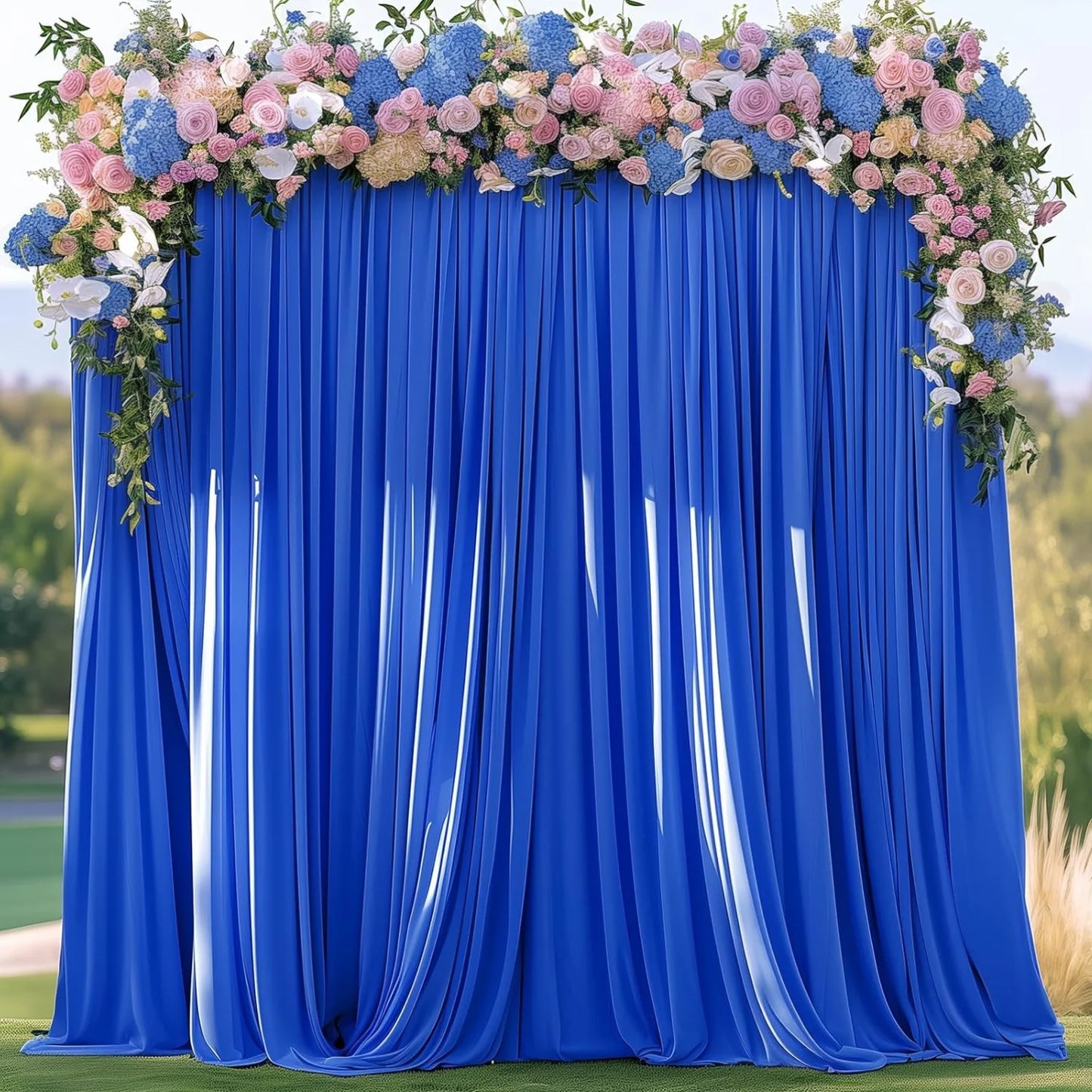 12 Panels-5ft X 10ft Royal Blue Backdrop Curtain for Party, Polyester Royal Blue Photo Backdrop