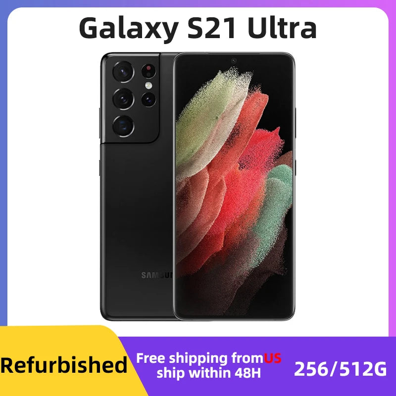 Samsung Galaxy S21 Ultra 5G SM-G998U Unlocked 256GB ROM Refurbished SmartPhone Black Excellent Condition Fully Functional