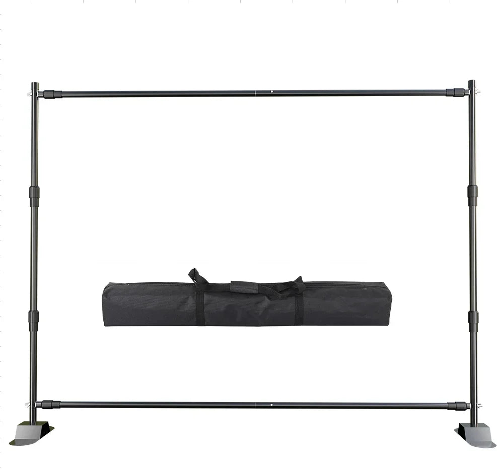 Adjustable aluminum double crossbar backdrop stand folded down with its carrying bag