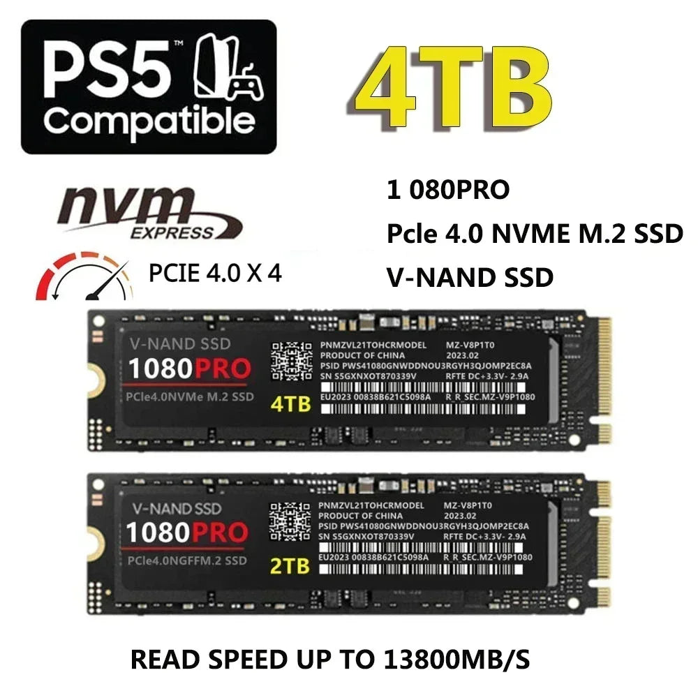 Original New 1080PRO M.2 NVMe PCIe4.0 SSD NGFF Internal Solid State Drive For PS5 Gaming Desktop Laptop PC **Ships from China**