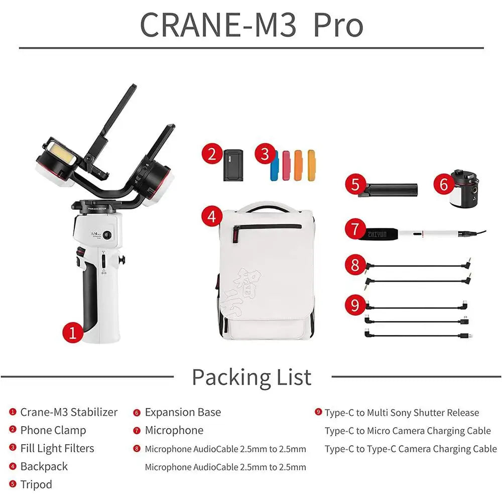 Zhiyun Crane M3 Pro Version 3-Axis Handheld Gimbal Stabilizer for Mirrorless Cameras,Compatible with Sony,Gopro,iPhoneSmartphone