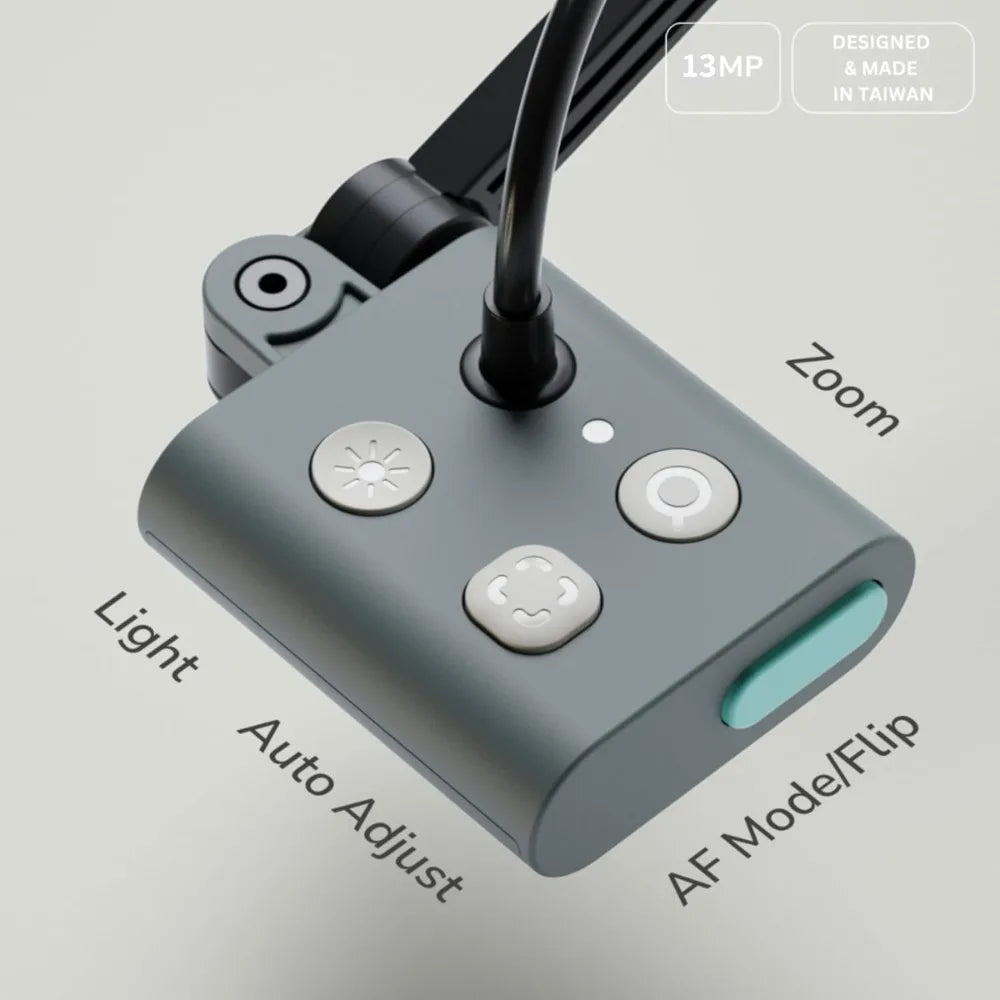 13MP 4K USB Document Camera with Built-in Light & Mic, Ultra HD for Live Demo, Remote Teaching, Web Conference, Compatible with PC, Mac, Chromebook