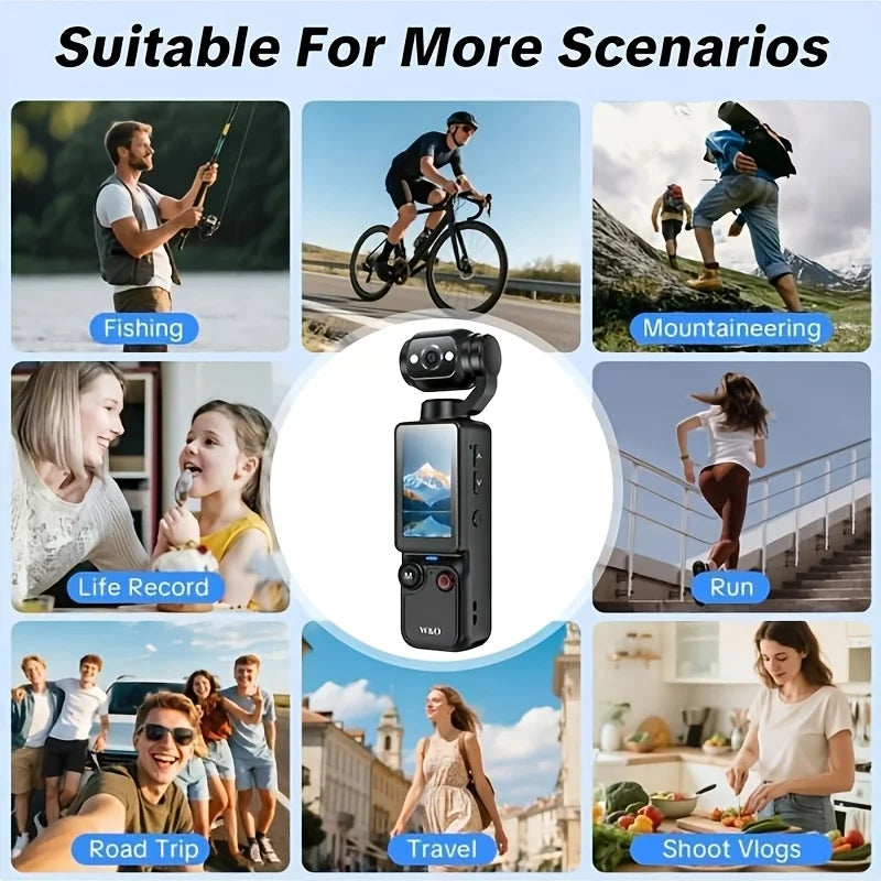 Ultra HD 4K Sports Camcorder, Ultra Light Body for Travel & Vlog, Comes with 32GB Memory Card and Tripod, Anti-Shock Stabilization, 180° Adjustable Flip Screen, Auto Focus, 2000mAh Rechargeable Battery *Ships From US*