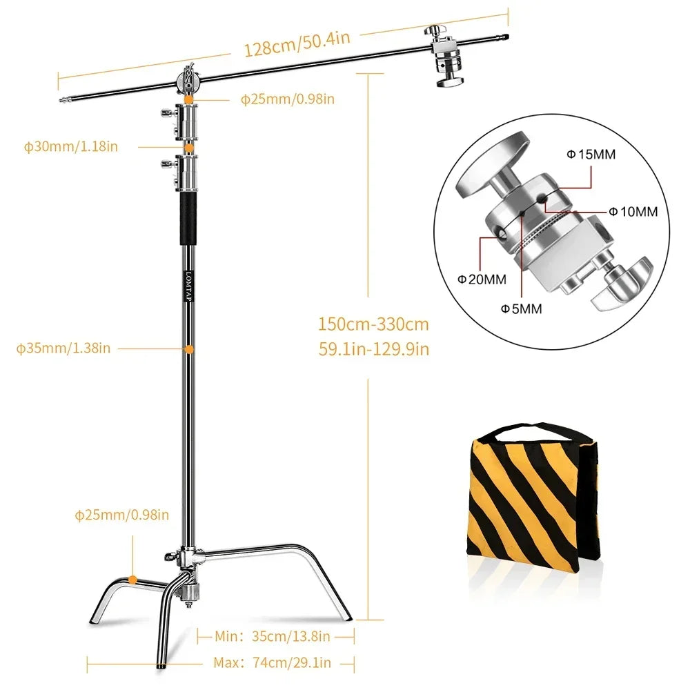 290cm Air Pressure Tripod Bearing 10kg for Camera Stainless Steel Light Stand For Ring Light Live Youtube and Photography Soft