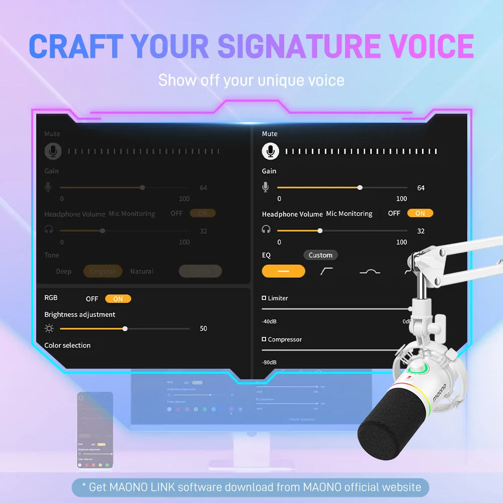 Maono PD200X RGB Gaming Microphone Dynamic Microphone USB/XLR Dual Mode Microphone Podcast Mic RGB XLR/USB Gaming Podcasting Mic **Ships From China**