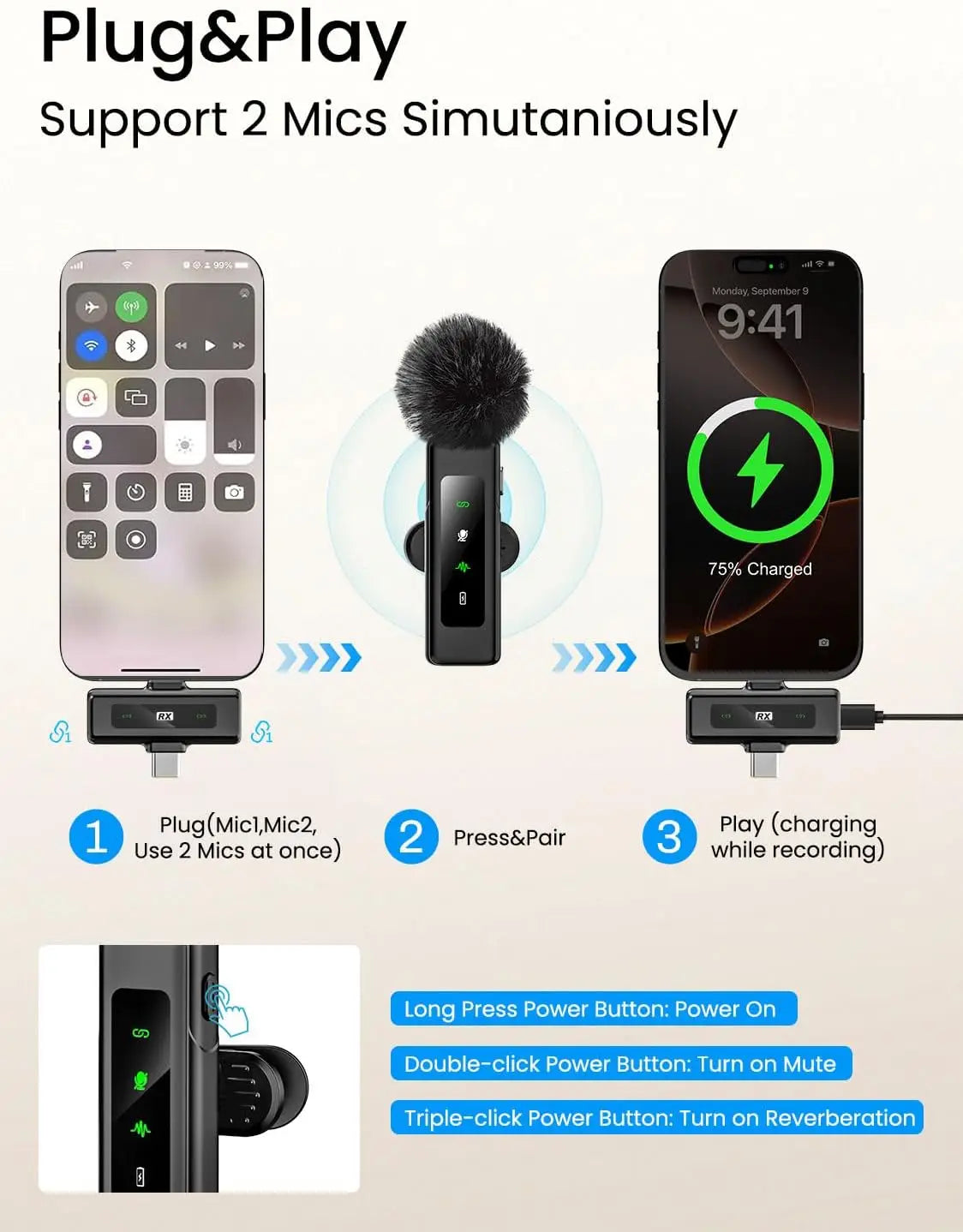 Vlogging Kit with Remote, Auto Face Tracking Tripod for iPhone, Wireless Lavalier Microphone, YouTube Starter Kit