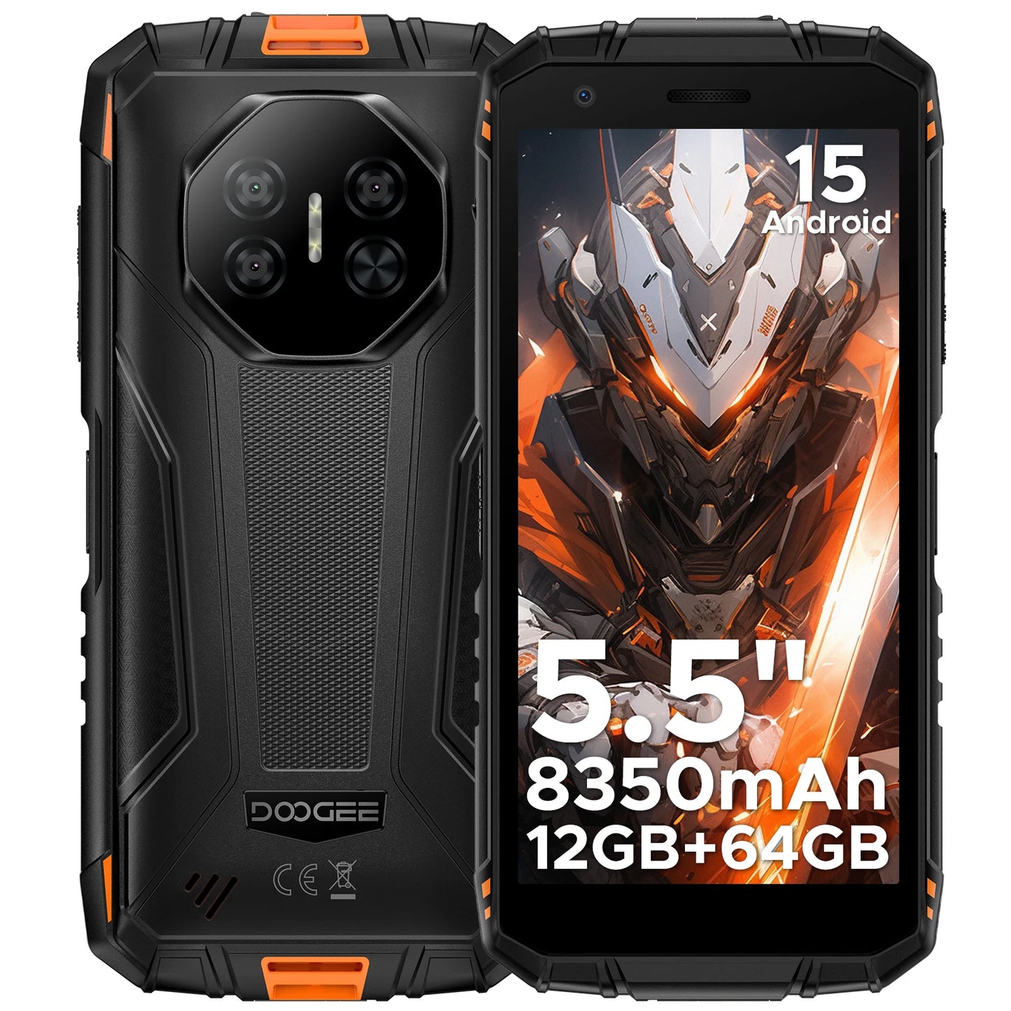DOOGEE Fire 3 Rugged Phone 8350mAh Battery 5.5'' Display 12GB RAM (3GB+9GB)+64GB ROM Android 15 Smartphone Widevine L1 Cellphone