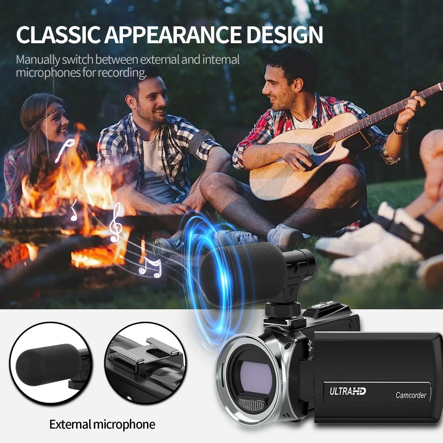 48MP 4K Handheld DV Camera With 3 Inch Flip Screen And 18X Zoom