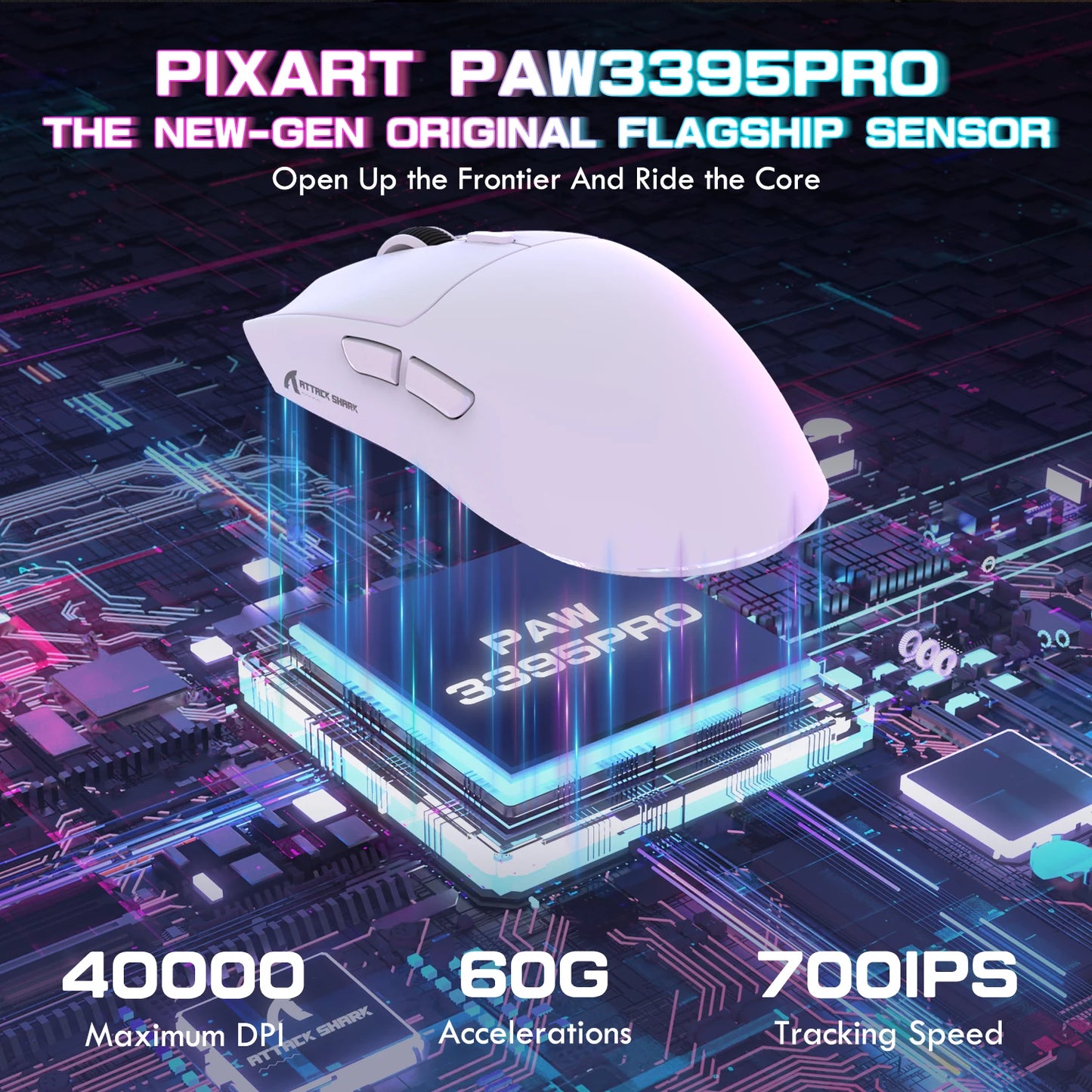 ATTACK SHARK X1 Ultralight Wireless Gaming Mouse with Magnetic RGB Charging Dock,PixArt PAW3395 Pro Sensor,40000DPI for PC/Mac