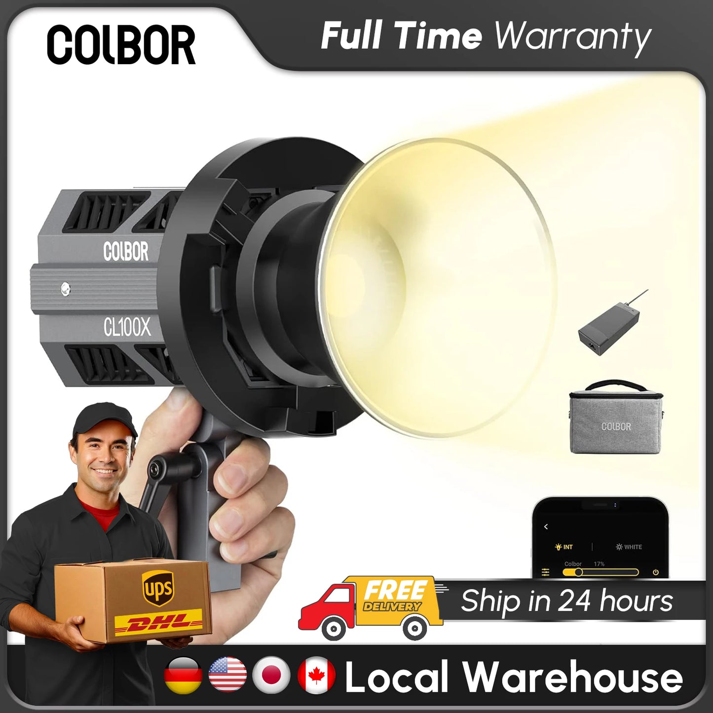 SYNCO COLBOR CL100X 110W Bi-Colour Video Light 2700K-6500K COB Continuous Light Aluminium Bowens Mount App Control 10 Light