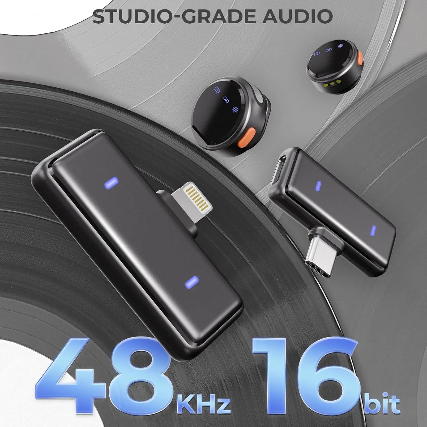 Moman Coin Wireless Bluetooth Lavalier Microphone for iPhone/Android The Smallest 48H 164ft Range Noise Cancellation Mini Clip