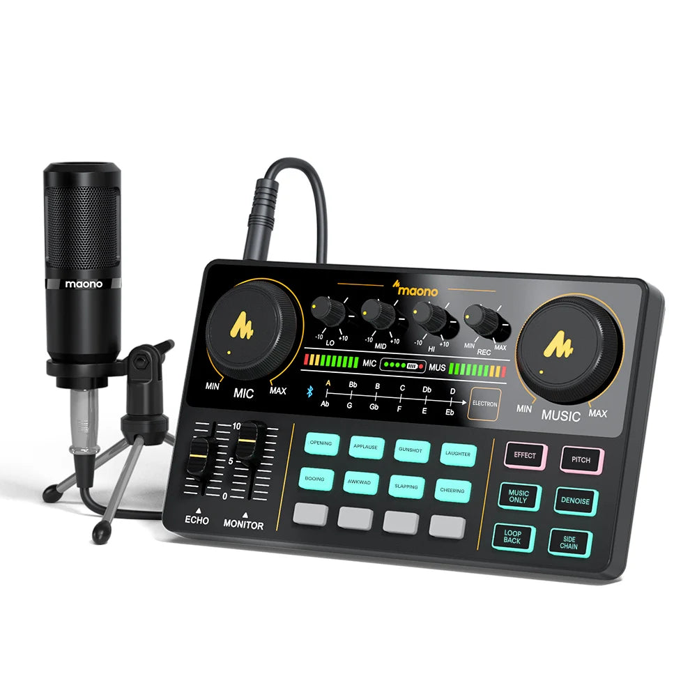 MAONO Bundle Audio Interface Condenser Microphone Set Podcast Equipment All-in-One Podcast Production Studio with 3.5mm Microphone for Live Streaming Recording PC Smartphone DJ MaonoCaster Lite + PM360TR (AU-AM200-S1 Black)