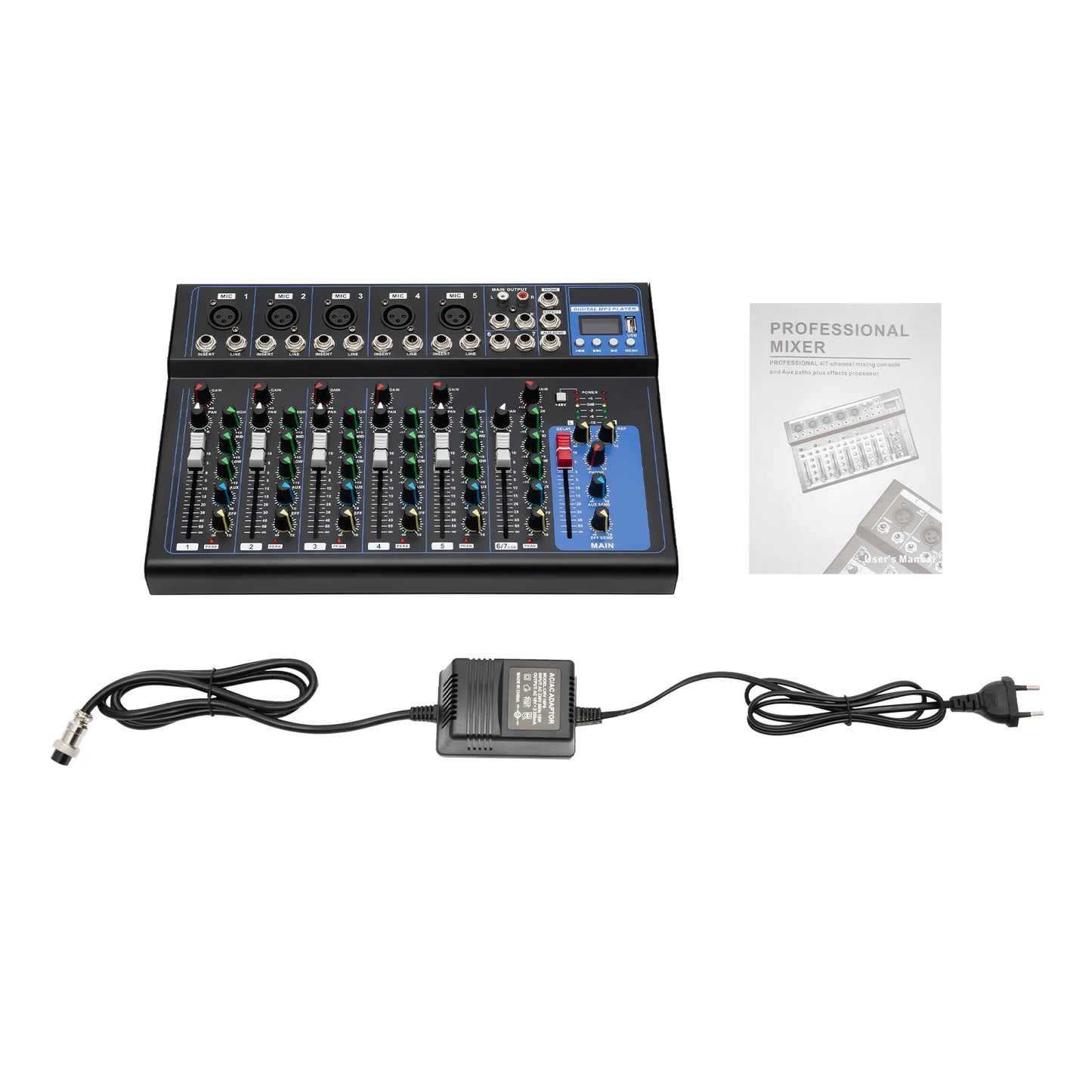 Bymaocar Professional Audio Mixer With Bluetooth USB Recording