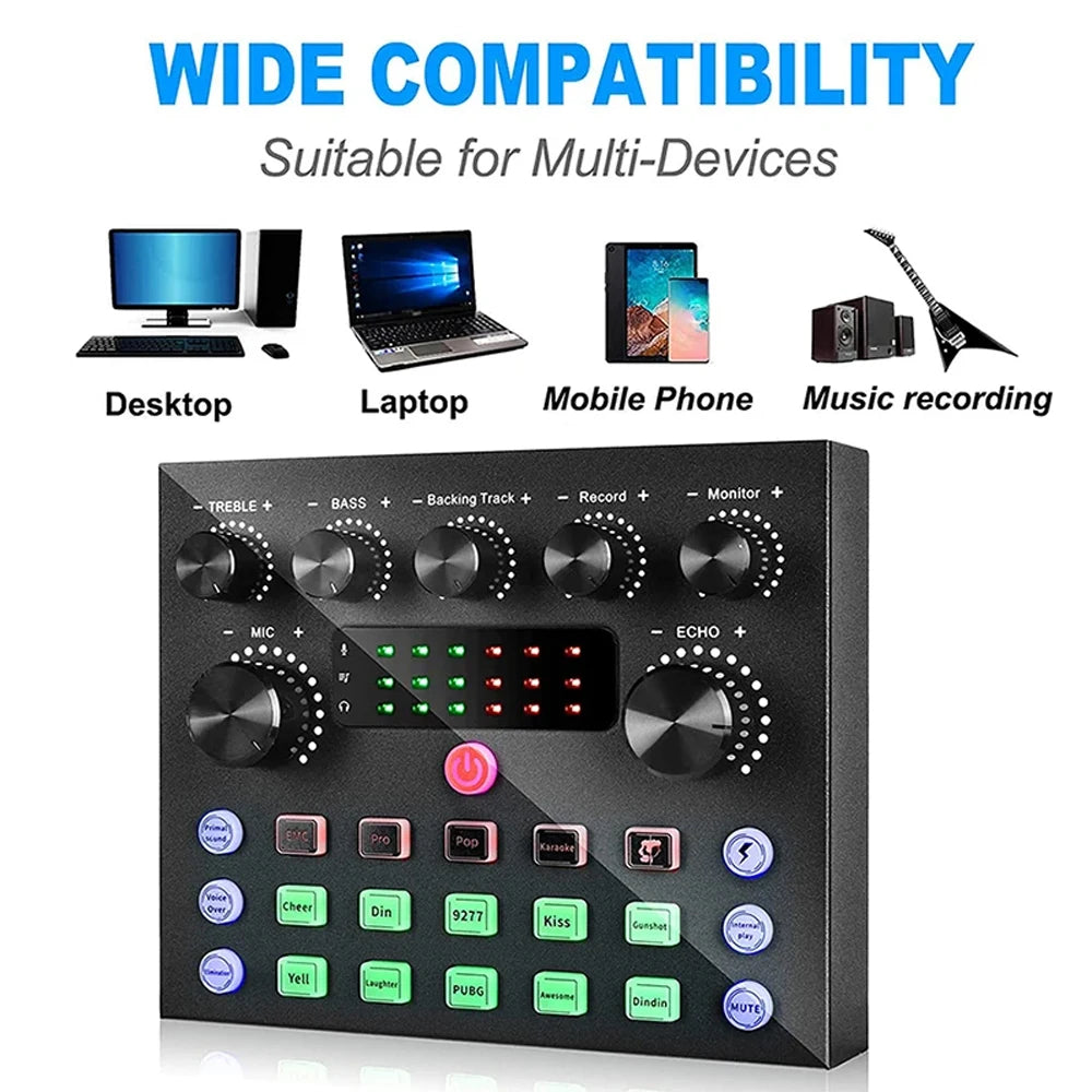 H96 V8S Professional Live Sound Card Microphone Kit