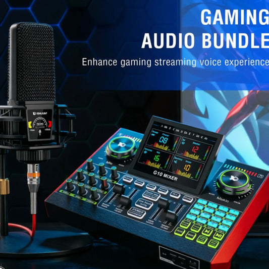Tenlamp G10 PKPRO Live Sound Card with 6-Channel Mixer and RGB Lighting