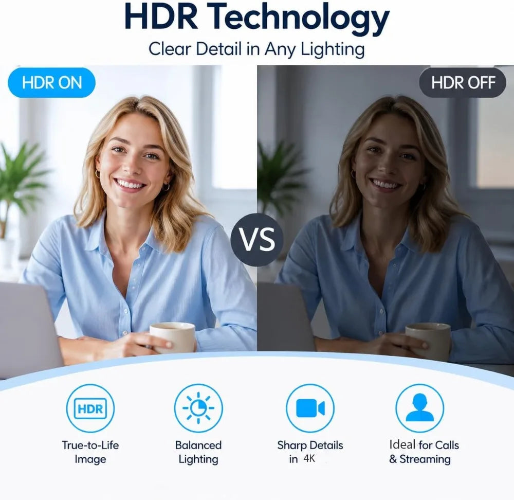 4K Webcam with AI Tracking, 100° Wide Angle, Remote Control, 10X Digital Zoom, 1080P 60fps, HDR, Dual Noise Cancelling Mics for Video Calls/Meetings/Streaming