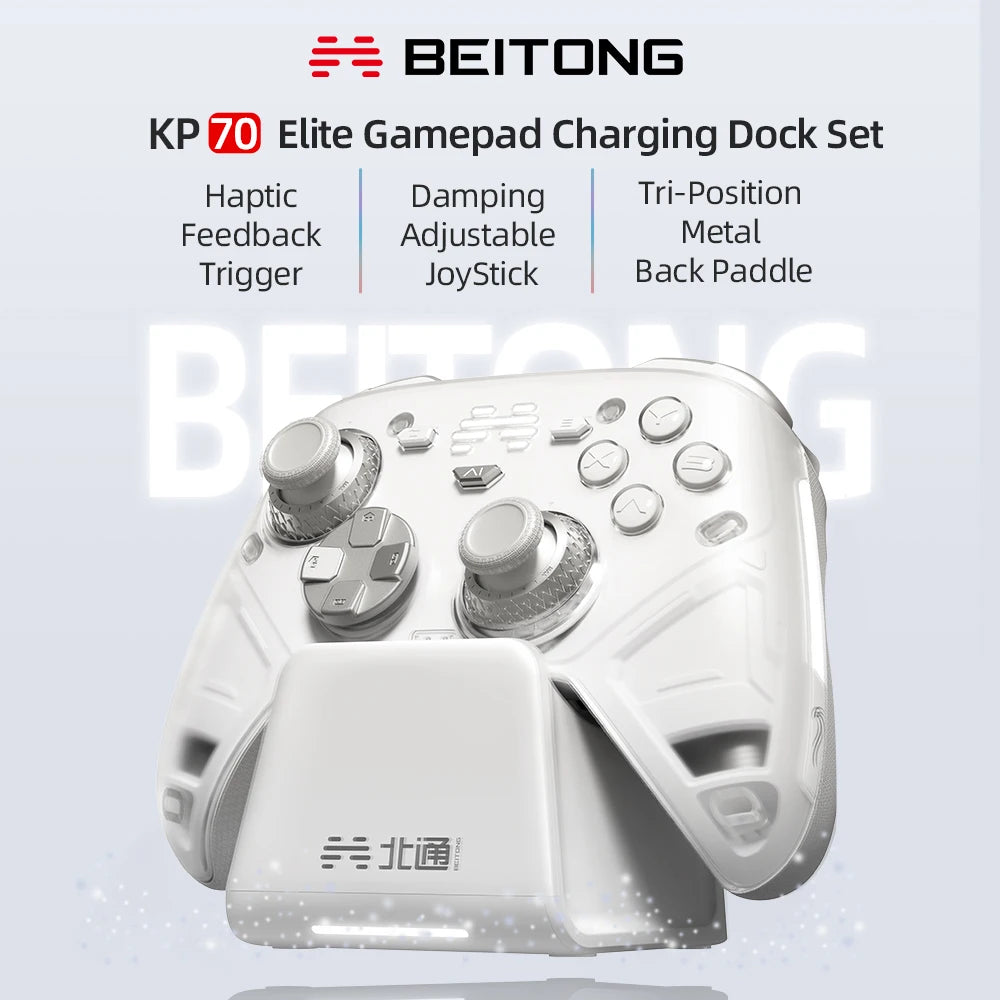BEITONG KP70 Gamepad Haptic Feedback Elite Dual Auto-Sense Trigger Wireless Game Controller for PC/Switch/Android/iOS/Steam
